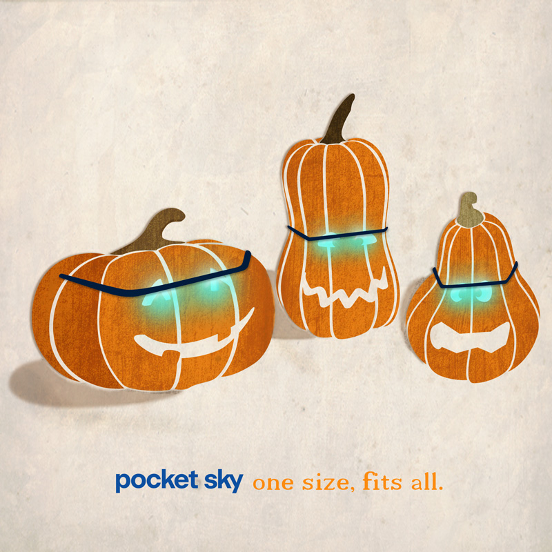 pumpkins wearing pocket sky